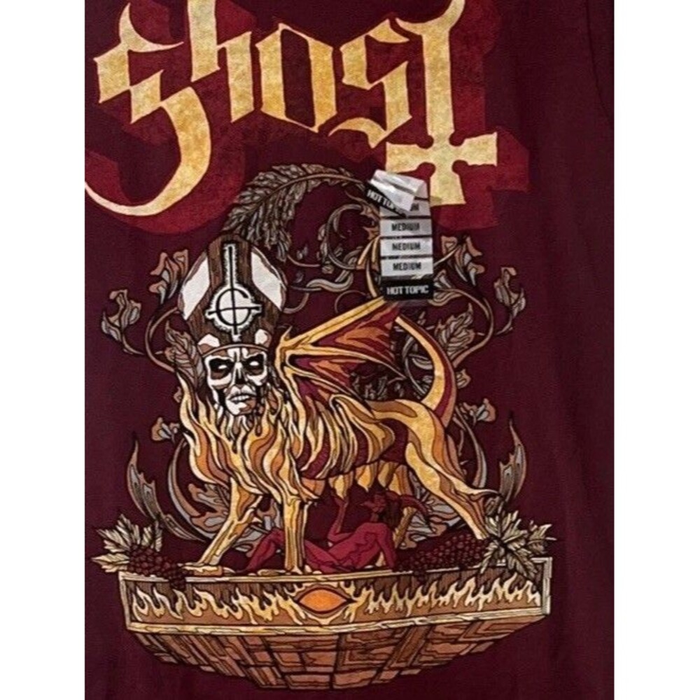 GHOST Firemilk Band Logo Maroon T-SHIRT NEW SIZE M - Picture 3 of 7